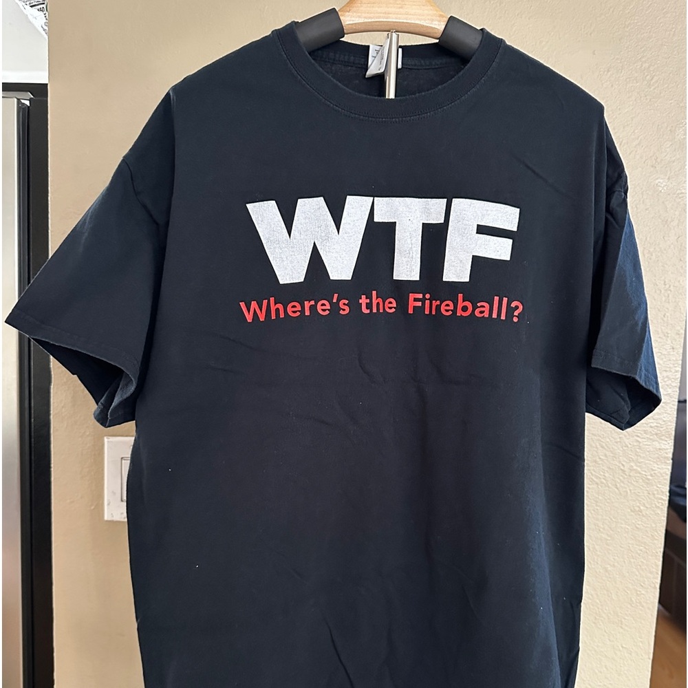 WTF Where’s the Fireball? Red Dragon Logo Mens T-Shirt